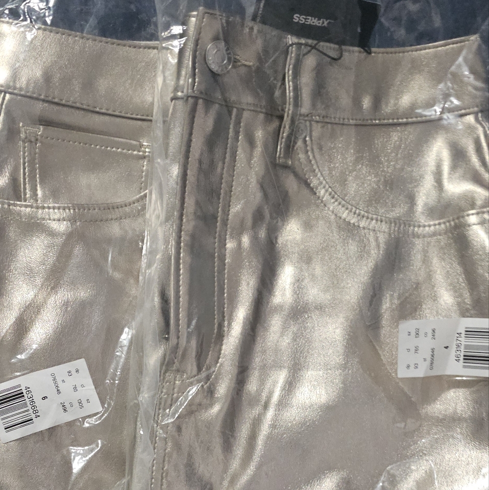 EXPRESS High Waisted Metallic Mini Skirt